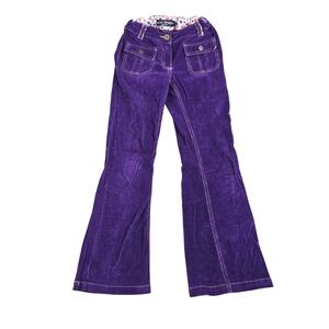 Mini Boden Corduroy Pants Girls 9Y Purple Flare Adjustable Waist Boho Retro 70s
